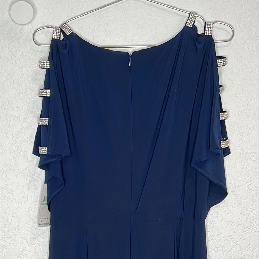 Alex Evenings Embellished Sleeve Knot Front Gown Navy Size 8 - Picture 8 of 12